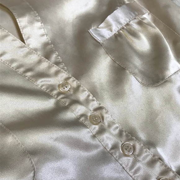 Beige Silky Button Down Top - Picture 3 of 6